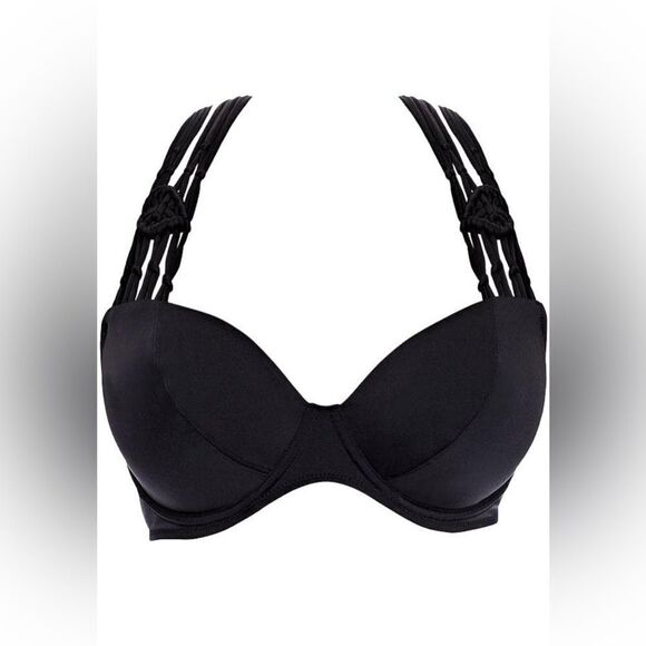 Freya Women's Standard Macramé Plunging Halter Bikini Top with Underwire - Picture 7 of 8